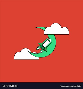 Flat icon design collection space shuttle and moon vector image