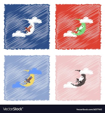 Flat icon design collection space shuttle and vector image
