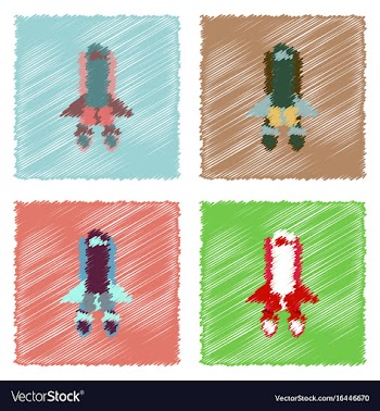 Flat icon design collection space shuttle in vector image