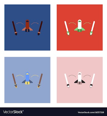Flat icon design collection space shuttle start vector image