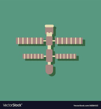 Flat icon design collection space station in vector image