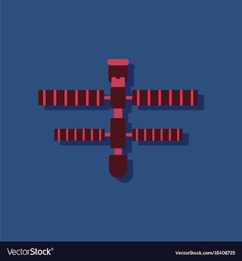 Flat icon design collection space station in vector image