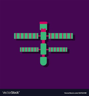 Flat icon design collection space station in vector image