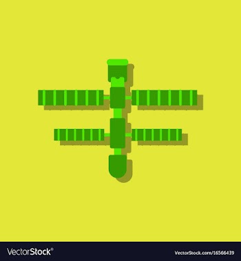Flat icon design collection space station in vector image