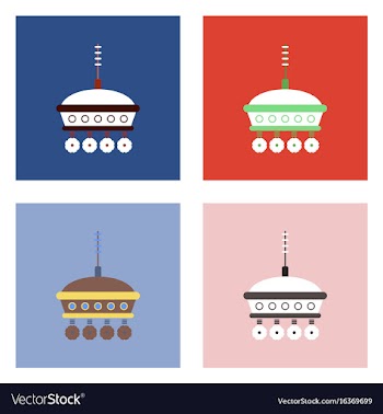 Flat icon design collection spacecraft and antenna vector image