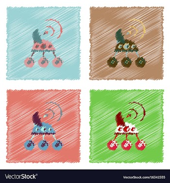 Flat icon design collection spacecraft and vector image