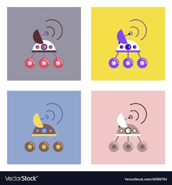 Flat icon design collection spacecraft and vector image