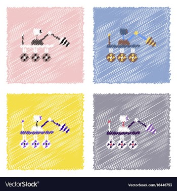Flat icon design collection spacecraft and vector image