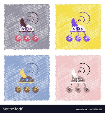 Flat icon design collection spacecraft and vector image