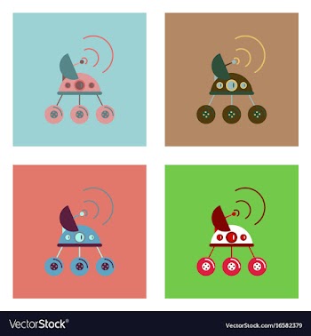 Flat icon design collection spacecraft and vector image