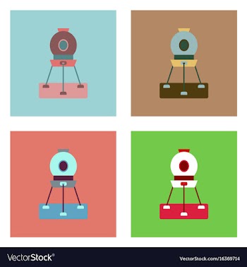 Flat icon design collection spacecraft on land vector image