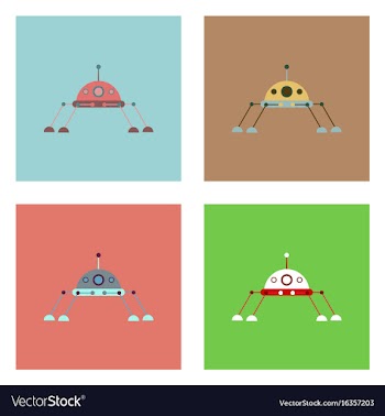 Flat icon design collection spaceship icon vector image