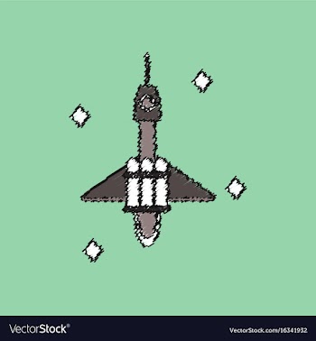 Flat icon design collection spaceship in space in vector image