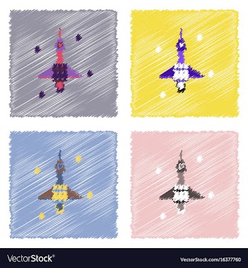 Flat icon design collection spaceship in space in vector image