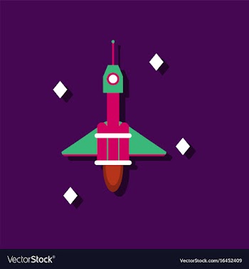 Flat icon design collection spaceship in space in vector image