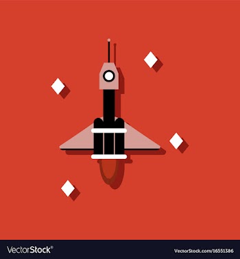 Flat icon design collection spaceship in space in vector image