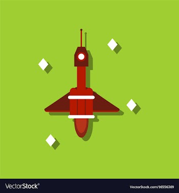 Flat icon design collection spaceship in space in vector image