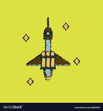 Flat icon design collection spaceship in space in vector image