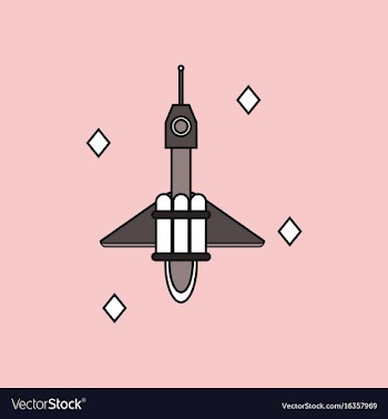 Flat icon design collection spaceship in space vector image