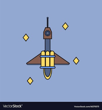 Flat icon design collection spaceship in space vector image