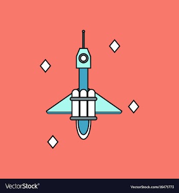 Flat icon design collection spaceship in space vector image