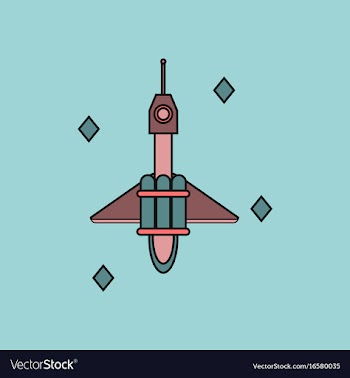 Flat icon design collection spaceship in space vector image