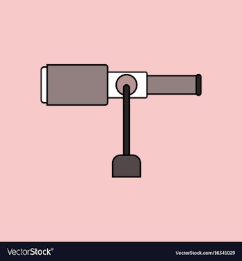 Flat icon design collection spyglass on a stand vector image