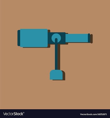 Flat icon design collection spyglass on a stand vector image