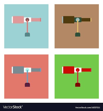 Flat icon design collection spyglass on a stand vector image