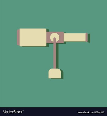 Flat icon design collection spyglass on a stand vector image