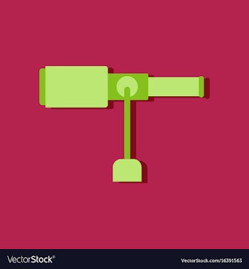 Flat icon design collection spyglass on a stand vector image
