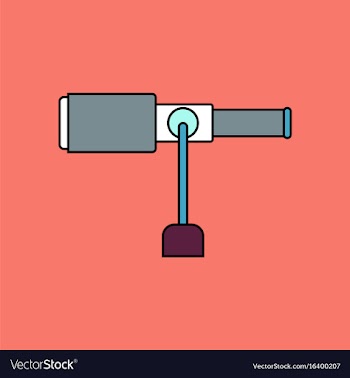 Flat icon design collection spyglass on a stand vector image