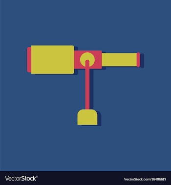 Flat icon design collection spyglass on a stand vector image