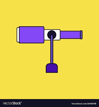 Flat icon design collection spyglass on a stand vector image