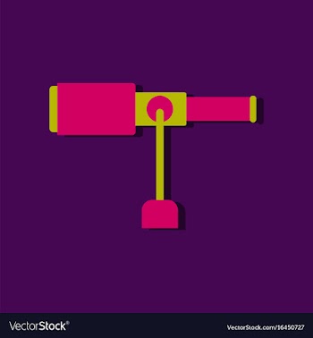 Flat icon design collection spyglass on a stand vector image