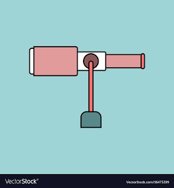 Flat icon design collection spyglass on a stand vector image