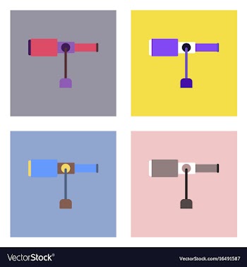 Flat icon design collection spyglass on a stand vector image