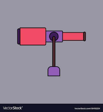 Flat icon design collection spyglass on a stand vector image