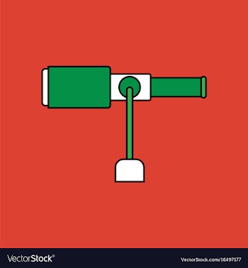 Flat icon design collection spyglass on a stand vector image