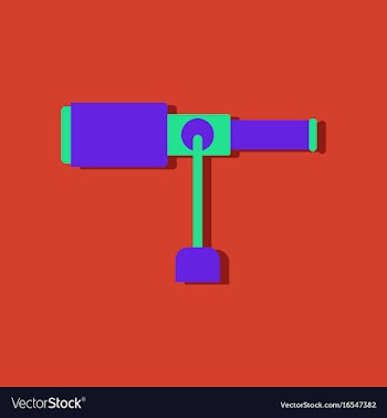 Flat icon design collection spyglass on a stand vector image