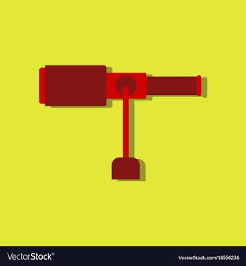 Flat icon design collection spyglass on a stand vector image