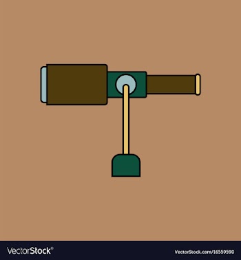 Flat icon design collection spyglass on a stand vector image