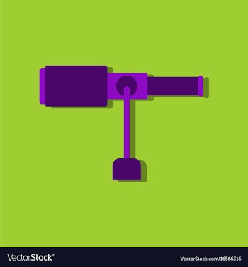 Flat icon design collection spyglass on a stand vector image