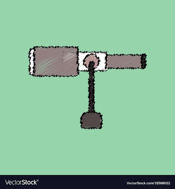 Flat icon design collection spyglass on a stand vector image