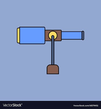 Flat icon design collection spyglass on a stand vector image