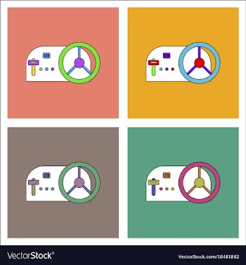 Flat icon design collection steering wheel and vector image