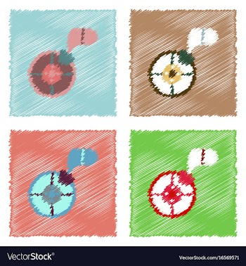 Flat icon design collection steering wheel and vector image