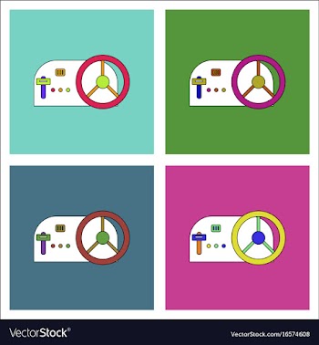 Flat icon design collection steering wheel and vector image