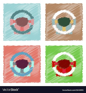Flat icon design collection steering wheel in vector image