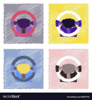 Flat icon design collection steering wheel in vector image